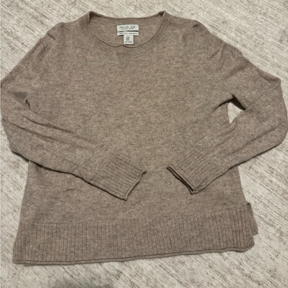 Cashmere Taupe Crew Neck Sweater
